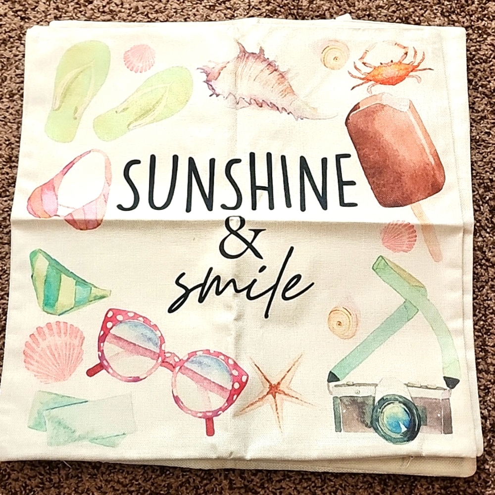 ❤️Sunshine & smile " Throw Pillow 17x17".Cover,Retro cushion, Home Decor NEW